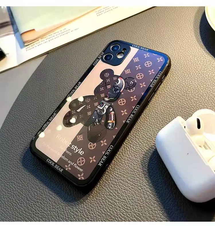 2022 Tide Brand Mechanical Bear Transparent Side Phone Case Suitable for iPhone Xs Max 7-13 Series