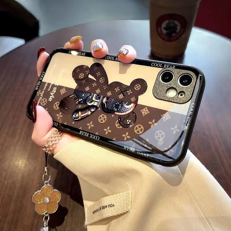 2022 Tide Brand Mechanical Bear Transparent Side Phone Case Suitable for iPhone Xs Max 7-13 Series