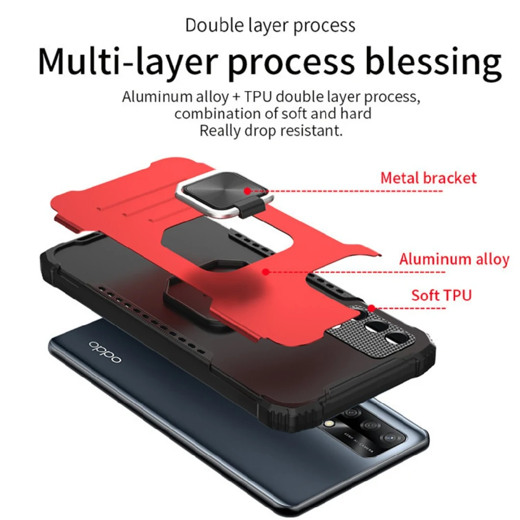 Wholesale Mobile Phone Accessories Cases for iPhone Samsung Mi Luxury Aluminum Back TPU Bumper Magnetic Car Mount Ring