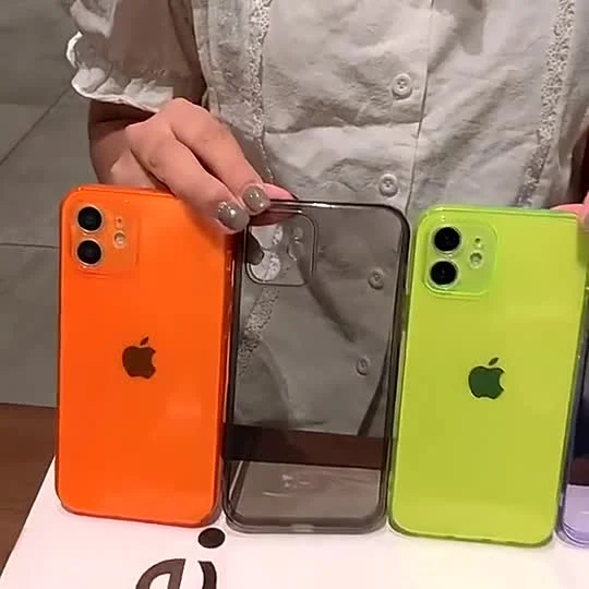 Custodia in TPU trasparente al neon fluorescente durevole antiurto dal design personalizzato per iPhone 13 PRO Max