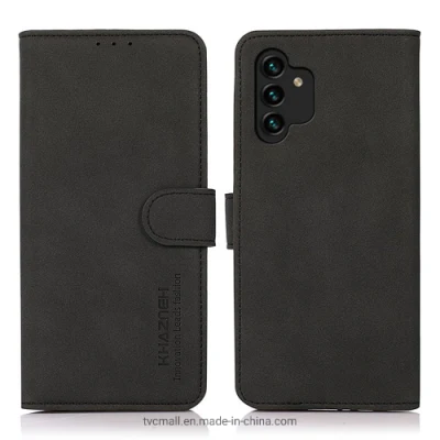 Khazneh per Samsung Galaxy A13 4G Protezione Completa per il Corpo in Pelle PU + Custodia a Portafoglio in TPU con Supporto Pieghevole - Nero