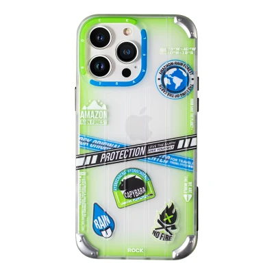 Rock Inshare Custodia per Telefono Serie Travel per iPhone 14 PRO Max, Custodia per Telefono Sottile in TPU Rigida per PC, Custodia Antiurto Stampata con Motivo IMD - Foresta Pluviale Tropicale