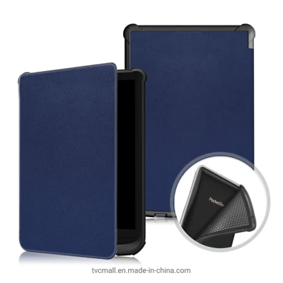 Custodia universale per tablet in pelle liscia per Pocketbook 616/627/632/632 Plus - Blu scuro