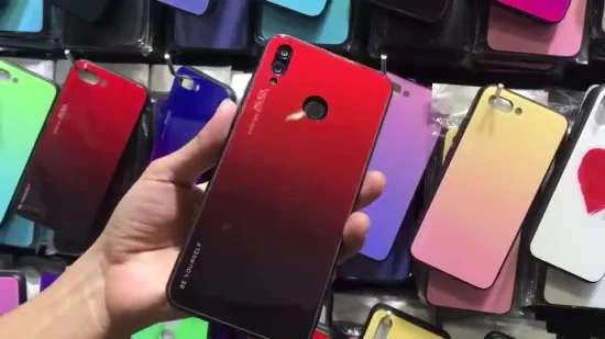 Nuova custodia creativa in vetro sfumato con bordo morbido in TPU per telefoni Huawei