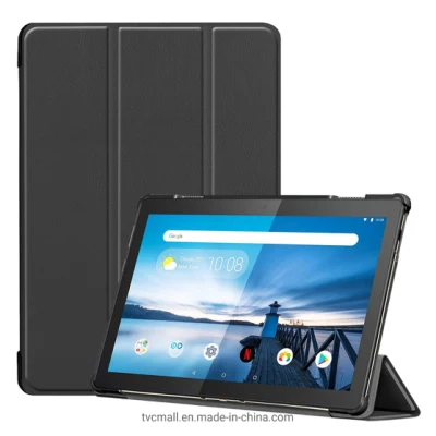 Custodia in pelle ripiegabile a tre con funzione supporto, design con cornice sottile, copertura tablet con supporto a doppio angolo per Lenovo Tab M10 Tb-X605f/Tb-X505f - Nera